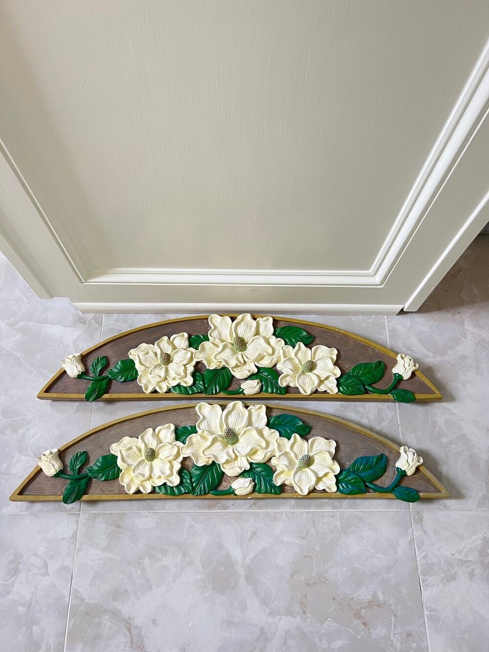 Vintage Magnolia Wall Plaques PAIR 29.5” Dimensional Wall Decor (2 pieces)
